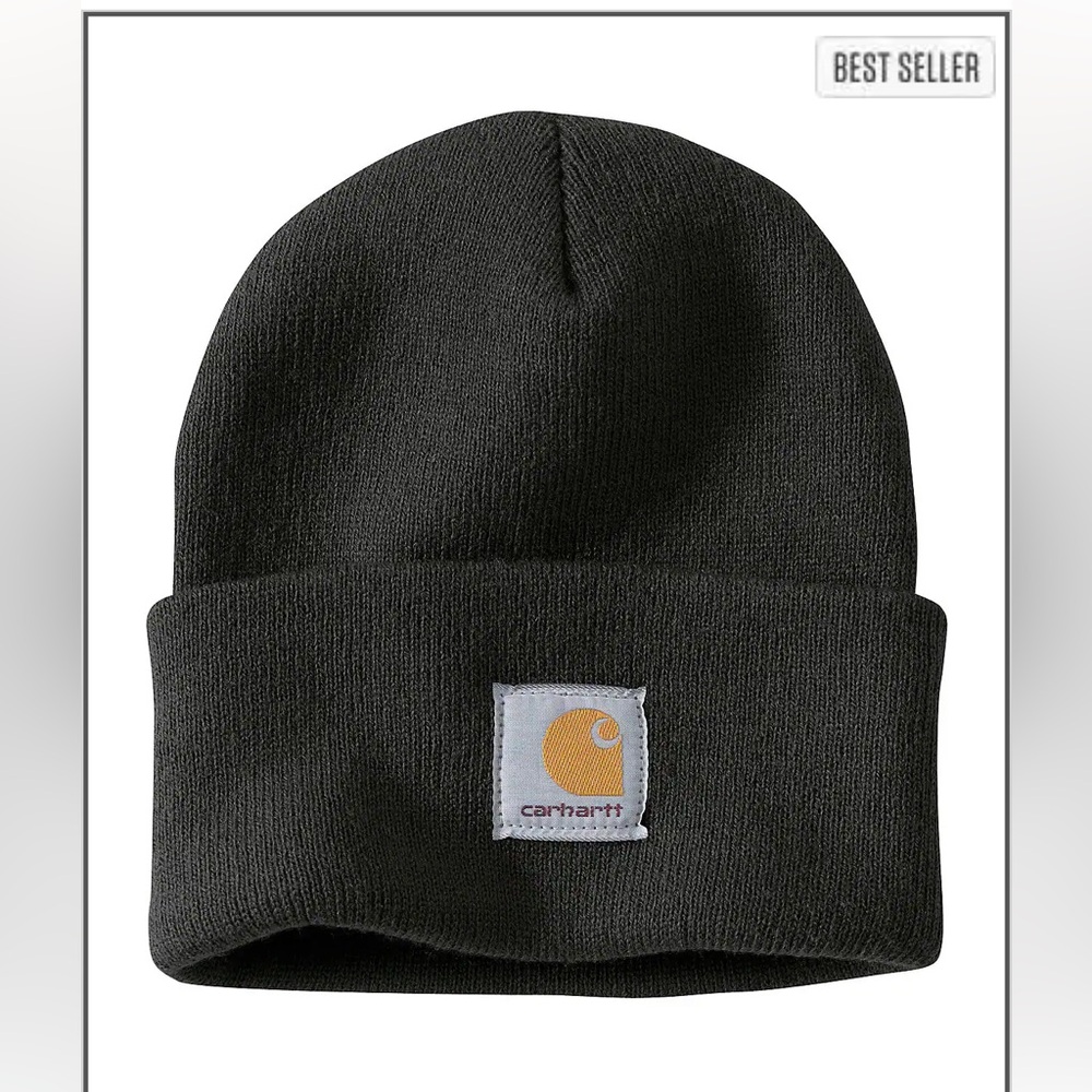 Carhartt Black Beanie with Logo Patch